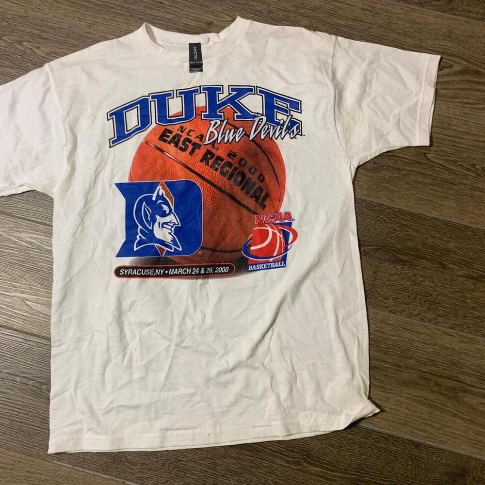 Duke Vs Syracuse Basketball Tee - White And Blue Basketball